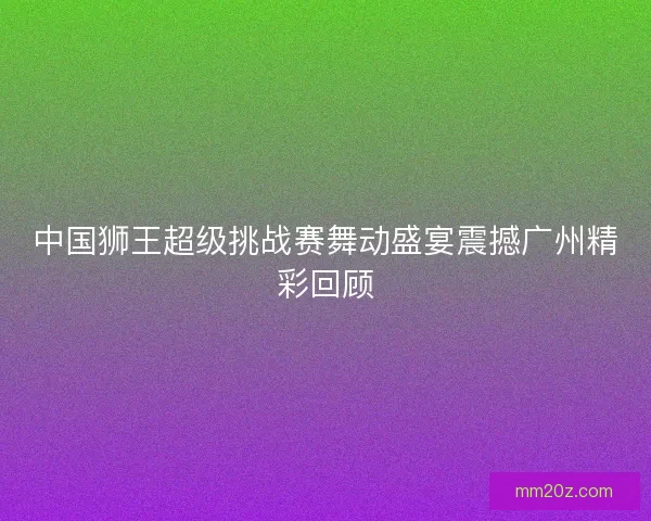 中国狮王超级挑战赛舞动盛宴震撼广州精彩回顾