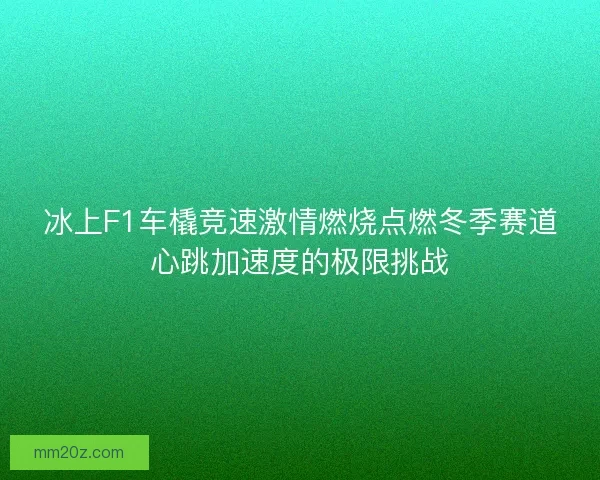 冰上F1车橇竞速激情燃烧点燃冬季赛道心跳加速度的极限挑战