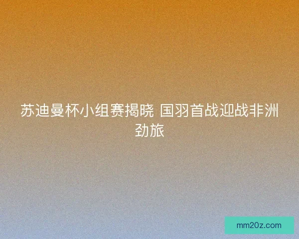 苏迪曼杯小组赛揭晓 国羽首战迎战非洲劲旅